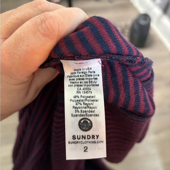 Sundry Red and Blue Striped Long Sleeve Open Cardigan Sweater Size 2 - Picture 6 of 6